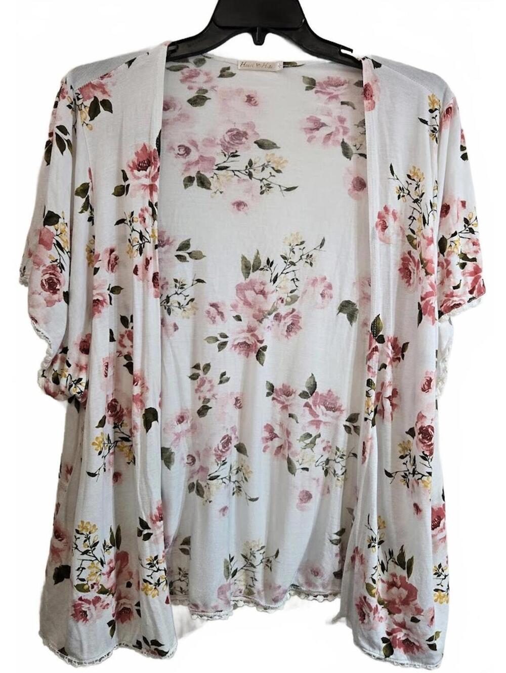 Heart & Hips Large Floral Print Open Front Kimono Boho